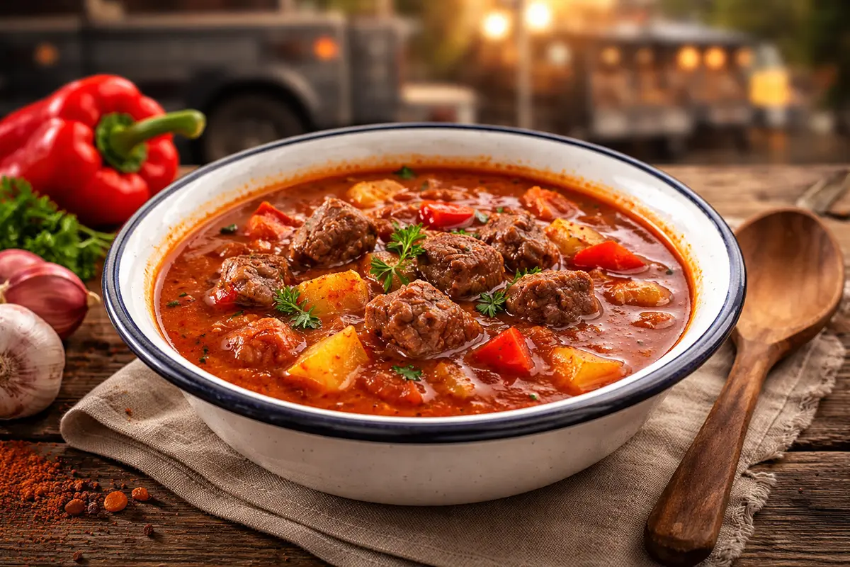 Gulaschsuppe aus der Gulaschkanone